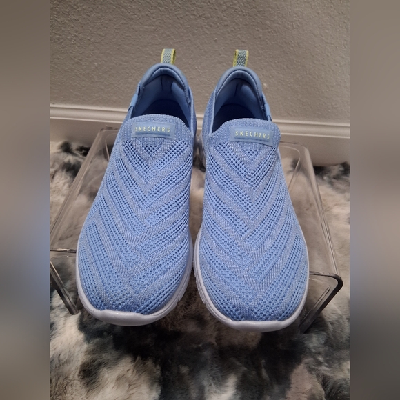 Skechers Light Blue Women's Slip-On Sneakers - Picture 3 of 13